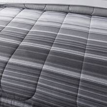 7-Piece Reversible Bed In A Bag Comforter Set With Sheets, Blue Floral, Queen - Grey Stripe - 查看 10