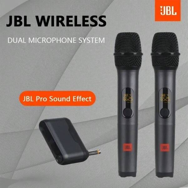 JBL ميكروفون JBL اللاسلكي محمول بتردد فوق الصوتي VHF قناتين مزدوجين مع واجهة 6.3 ملم ، مناسب ل- 1 تحكم 2 لاستخدام المنزلي في حفلات الكاريوكي والغناء والخطابات ويناسب احتياجات مختلفة