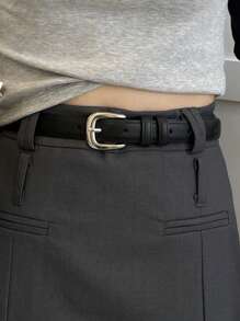 女士简约而优雅的银色带扣皮带，适合学生和年轻人装饰，韩式夏季、学校秋季、秋季、万圣节