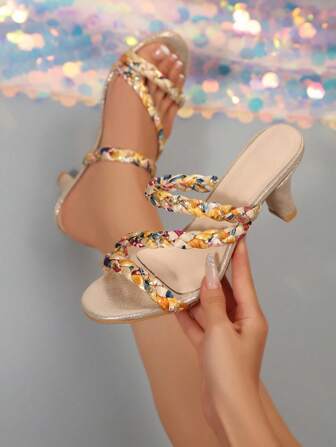 1 双女孩/青少年露趾凉鞋，纯色闪亮带扣闭合圆头厚底 5 厘米粗跟时尚休闲可爱舒适奢华坡跟鞋，适合 15 岁以上青少年、派对、校园、海滩、春夏新品