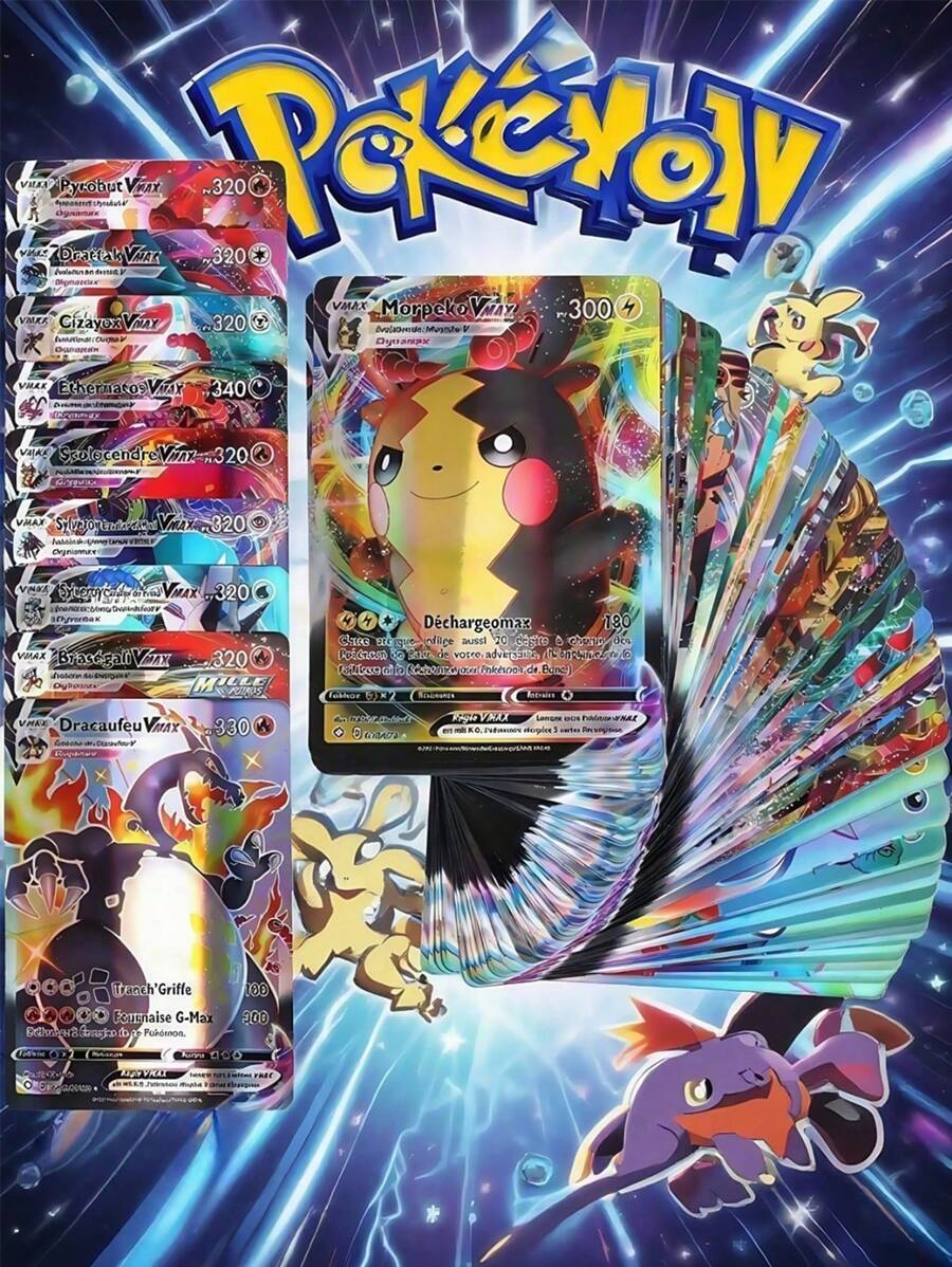 Pokemon300 Pcs ,Pokemon Cards,Cards (V Series, Vmax, GX Rare Cards), Anime Games Cards, GiftsFor Anime Fans, Adults Holiday Gifts, Party Suppliess, Holiday Accessories,﻿Set | Hot Collectible For Fans, Vibrant Holo Foil Mix | Limited Time Offer - 30% Off Today! Includes 300+ Rare Cards!"