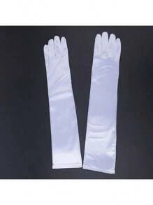 1 par de luvas longas de cetim pretas femininas, luvas sensuais para noite, adequadas para casamentos e festas