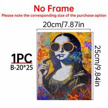Art Decor Modern Mona Lisa Canvas Print, Fashion Theme Retro Portrait Wall Art, Frameless Ink Artwork, Indoor Hanging Decor Poster For Living Room, Bedroom, Home Office - Basquiat-Inspired Watercolor Design Gifts Birthday Graduation