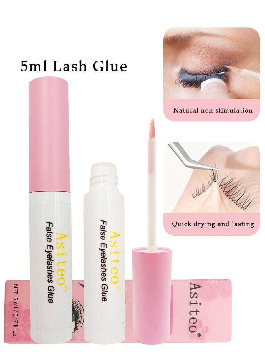Asiteo 5 Ml Schnelltrocknender Wimpernkleber künstlichen Wimpernverlängerung Langanhaltender Wasserfester Klebstoff Schönheitspflege Make-up-tools Starker Augenwimpern Kleber Mit Box