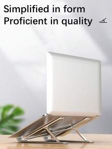 1pc Silver Aluminum Alloy Single Fork Foldable Stable Laptop Stand, Suitable For Laptops Under 18 Inches, Elevating & Storing - Silver - View 7