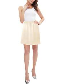 2-Pack Satin Half Slips For Under Dresses, Women's Anti-Static Slip Skirt Extender & Petticoat Underskirt For Daily Wear - 16'' 黑色+香檳色 - 查看 4