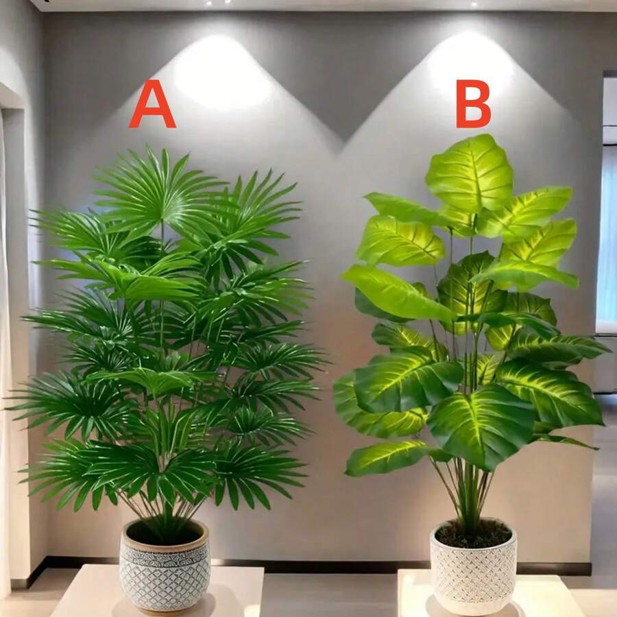 2件大型仿真热带人造植物组合套装,77.98/74.93厘米仿真大盆栽,适合所有节日和派对,室内外人造大盆栽 - 綠色 - 查看 1