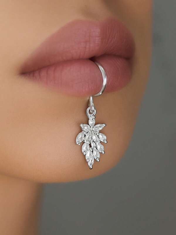 STONEFANS 1 قطعة من مشبك شفاه مطلي بالذهب من الفولاذ المقاوم للصدأ، حلق شفة اصطناعي بدون ثقب، قلادة أنف/شفة بالطراز الغربي للنساء