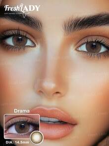 Freshlady 1 Pair, Year-Round Use, Frozen Pear -14.00mm, Drama -14.50mm Brown/Green , Natural Round Cosmetic Lenses For Work, School, Daily, Party - 0 - View 8