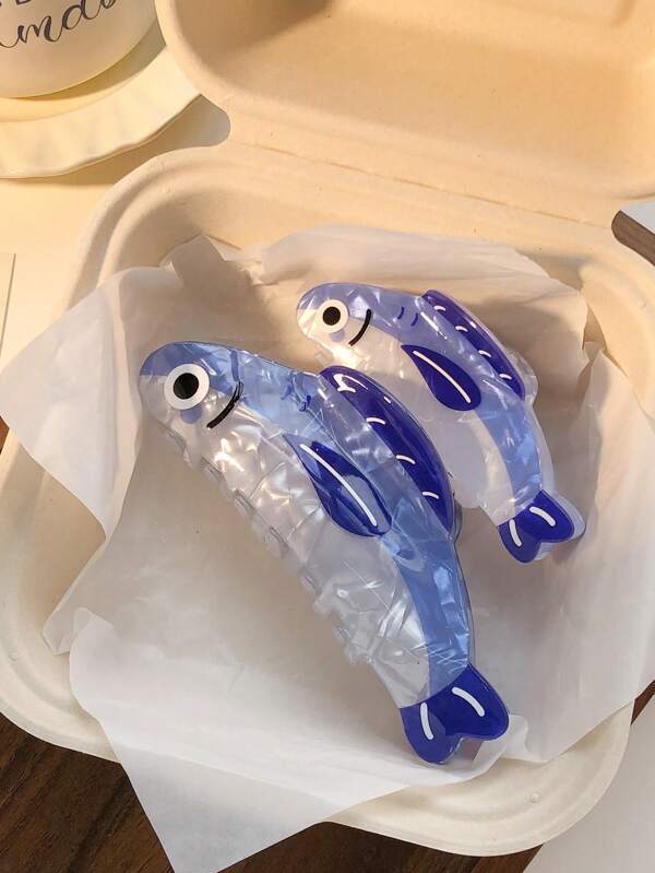 1pc/2pcs Acetate Material Sardine Hair Clips, Novelty Animal Shape Non-Slip Unique Claws, Suitable As Accessory For Outdoor And Beach Hair Accessories Elegant Claw Clips, School Stuff, College