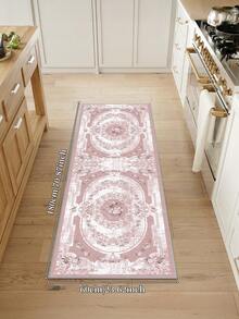 1pc Bohemian Style Pink Area Rug, Washable Non-Slip Faux Wool, 1160g/M² For Living Room Bedroom Kitchen Office Entryway