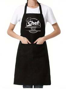 1pc Unisex Apron For Home Cleaning With 2 Pockets, Simple Style Black Apron With Pockets, Thickened Waist Apron, Fashion Housework Kitchen Household Workwear, Kitchen Supplies