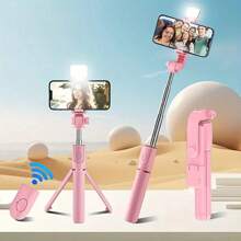 Scalable Phone Selfie Stick With Built-In Fill Light Telescopic Phone Selfie Stick With Built-In Light, Professional Live Streaming Tripod, Wireless Remote 360° Rotating Smartphone Tripod For Hiking/Travel/Vlog/Outdoor For Summer Vacation, Travel, Outdoor Activities, Live Streaming, Stable Recording