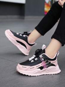 1 双儿童运动鞋，旋转扣，男孩/女孩，PU 鞋面，四季皆宜，返校，轻便，易于穿脱