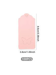 200/100 piezas Tarjetas de etiquetas de regalo con alas de mariposa huecas - Rosa - Ver 12