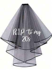 Personalized Black Veil, Birthday Party,Personalised Twenties Thirty Forty Fifty Black Veil Death To My 20s 30s 40s 50s Alternative Goth Gothic Funeral For Youth 30th 40th 50th 60th Birthday Party Decoration Gift Ornamental,Party Top, Personalized Gift - Multicolor - View 5
