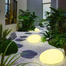 Solar Pebble Lights, Multiple Colors, Outdoor 4 Pebbles Shape Decorative Stone Plastic Lights For Garden Lawn Waterproof.