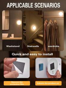 1个/3个可调光LED触摸夜灯 - 柔和暖白光和日光亮度可调，适用于卧室、走廊、卫生间、客厅、衣柜、橱柜等场所的装饰照明。设计紧凑，易于安装。USB充电便携式橱柜灯/壁灯。
