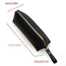 1 件韩国时尚复古皮革 PU 铅笔盒零钱包文具收纳袋笔袋、学校用品、返校 - 彩色 - 查看 6