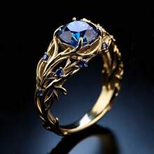 1 buc Inel de logodnă pentru femei, placat cu aur de 14K, rotund, strălucitor, cu zirconiu cubic sintetic, bijuterie de lux, cadou pentru iubită, aniversare de nuntă, Ziua Îndrăgostiților