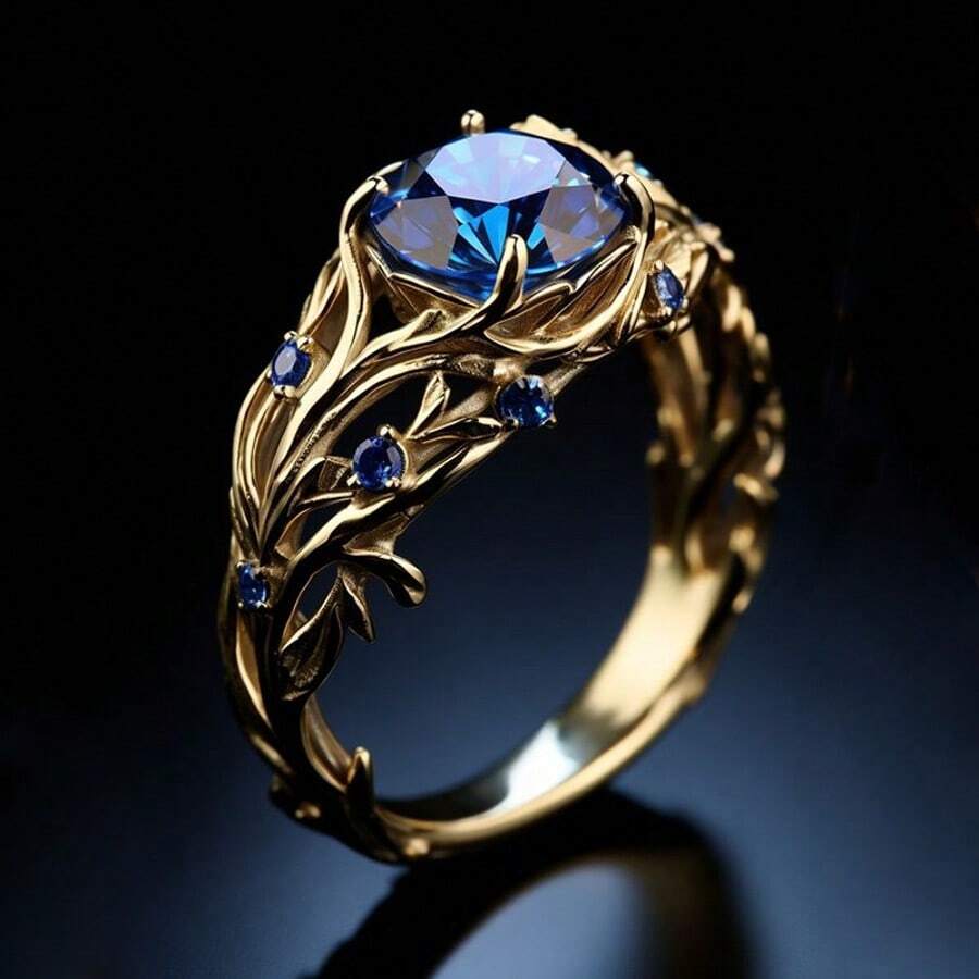 1 buc Inel de logodnă pentru femei, placat cu aur de 14K, rotund, strălucitor, cu zirconiu cubic sintetic, bijuterie de lux, cadou pentru iubită, aniversare de nuntă, Ziua Îndrăgostiților