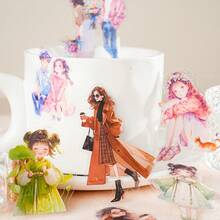 30 Stück gemischte schöne Mädchen Stil PET Aufkleber Set, geeignet für Laptop, Album, Gepäck, Handyhülle, Scrapbooking, Raumdekoration, Mädchen Spielsachen, Büroartikel Aufkleber