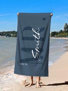1 pieza Toalla de playa personalizada para parejas - Súper suave, de secado rápido, toalla de natación personalizada, adecuada para piscinas, viajes, yoga, campamento y ejercicio - Regalo perfecto para parejas - Artículo de decoración de playa de moda, un accesorio de playa y viaje suave y cómodo. - Toalla de playa para parejas - Ver 7