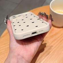 1pc Minimalist Fashion Black Heart Pattern TPU Shockproof Phone Case, Compatible With Apple 16/15 Pro Max/15 Plus/15 Pro/15/14 Pro Max/14 Plus/14 Pro/14/13 Pro Max/Pro Max/12 Pro Max/12 Pro/12/11 Pro Max/11, Perfect Christmas, New Year, Easter Gift For Family And Friends, Best Christmas Choice - White - View 6