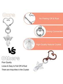 1/5/10/20/30set Silver Angel Wing Pendant Heart-Shaped Keychain Set Holy Communion Gift Key Rings Christening Gifts Keychains Thank You Gifts Teacher Gifts Keychain Car Bag Charm Wedding Favours Party Favors Cute Keychain End Of Year Gifts - Silver 30 - View 6