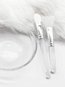 4/1pc Transparent Glass Face Mask Bowl Set, Soft Bristle Silicone Brush Stirring Rod, Beauty Salon Dedicated Facial Care Spa Mask Mixing Tools