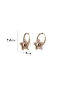 一对极简主义精致小众设计五角星形耳环 - 復古銀色 - 查看 4