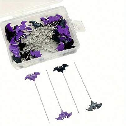 50pcs/Box Or 100pcs/Box Multi-Color Bat Embroidery Needles, Practical For Daily Use Or Halloween, Room Decor, Fasteners, Household Items, Sewing Needles, Decorative Crafts, Ideal Gift For Friends On Halloween Or Christmas