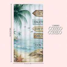 1/4 Stück Tropischer Strand Palmen Thema Badezimmer Set, beinhaltet Duschvorhang, Badematte, U-förmige Toilettenvorlage, Toilettendeckel, wasserdichter Duschvorhang, Badezimmerdekoration, moderne Stil Badezimmer Trennvorhang, ohne Bohren erforderlich, Polyester, maschinenwaschbar