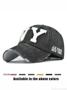 1 pieza Gorra de béisbol desgastada de NY, visera ajustable para exteriores para primavera y otoño, viajes, playa, estilo Y2K para jóvenes