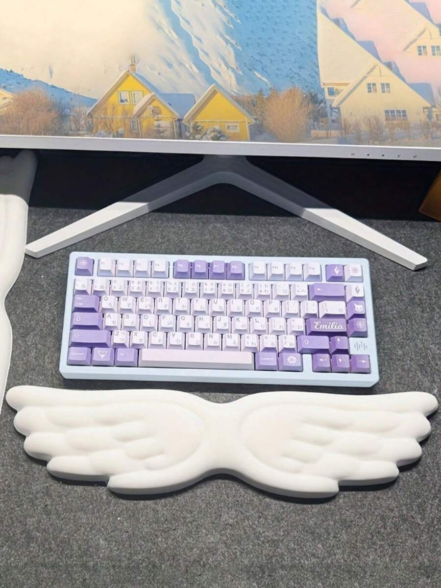 1 cái kê cổ tay bàn phím bằng silicon công thái học, hình cánh sáng tạo, mút xốp PU mật độ cao, đế chống trượt, hỗ trợ thoải mái, màu trắng, chất liệu giả da sợi mềm mại, phụ kiện chơi game, trang trí không gian làm việc hiện đại, có thể giặt, phù hợp cho văn phòng tại nhà/máy tính/laptop/chơi game, đồ dùng học tập, đồ dùng học tập, phụ kiện bàn làm việc, tấm lót chuột chơi game, đồ dùng văn phòng, tấm lót chuột cho bàn làm việc - Nhiều màu - Xem 1