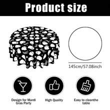 1 pieza Mantel rectangular, 145cm (57.08 pulgadas) de diámetro, 140x180cm (55.11 pulgadas x 70.86 pulgadas). Mantel de poliéster con estampado de fantasmas negros y blancos para Halloween, fondo negro con fantasmas blancos de dibujos animados y "¡BÚ!", adecuado para fiesta de Halloween, reunión de niños, decoración de restaurantes y decoración del hogar