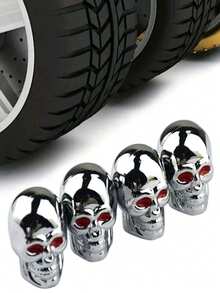 5个骷髅头轮胎气门嘴盖，适用于汽车、摩托车和自行车