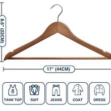 Natural Wooden Clothes Hanger, Walnut Brown Color, Wide Design, Suitable For Wardrobe, Bedroom, Bathroom, Clothing Store, Hotel - For Tops, Dresses, Pants, Suits, Child Size - Suitable For Spring, Summer, Autumn, Winter - Multicolor - View 8