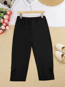 Quần legging bó sát họa tiết bướm màu trơn mùa hè dành cho nữ Plus - màu đen - Xem 3