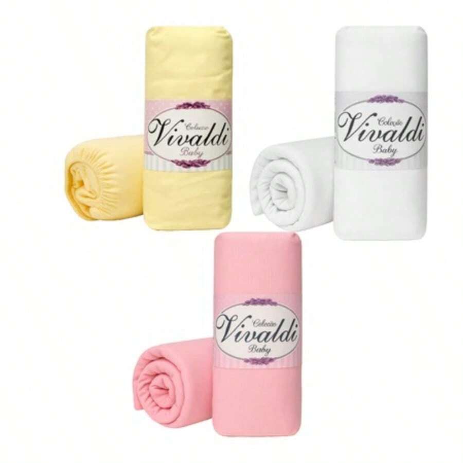 Baby Crib Sheet Kits 100% Cotton, Boy And Girl, With 3 Pieces Combed Yarn 30/1 Mesh (DOES NOT PILL) - 1粉紅色 1黃色 1白色 - 查看 1