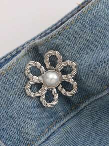 1/2pairs Six-Petal Buckle, Detachable, Invisible Waist Band, Flower Waist Tightener Buckle Pants Pins Collar Buttons Brooch Pins For Women Fashion