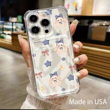 Funda para móvil con ranura para tarjetas. Compatible con phone 16, 15, 14, 13, 12 y 11. Permite guardar tarjetas y fotos. Diseño elegante y sencillo, transparente, esquinas reforzadas, anticaídas, con orificios para tarjetas. - Colores mixtos 1 - Ver 1