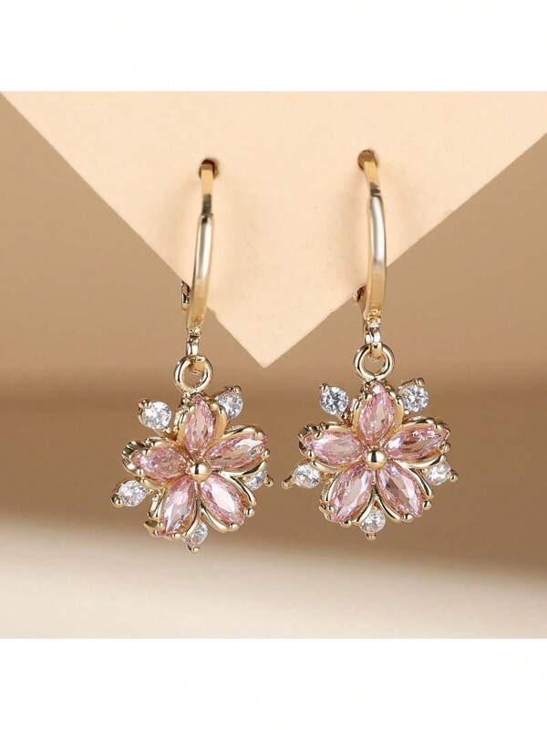1 Pair Floral Korean Style Earrings For Women Minimalist Dainty Jewelry Gift Elegant Fashion Ear Studs Suitable For Daily Wear