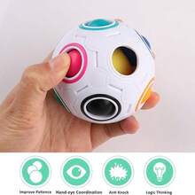 12 孔，11 色彩虹魔方，彩色拼图球，儿童益智玩具，彩虹指尖足球，颜色匹配游戏，缓解压力的魔球，脑筋急转弯，手眼协调玩具，适合 3 岁以上儿童和成人，用于道路、飞机、旅行活动 - 彩色 - 查看 7