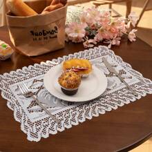 1pc Square Lace Sunflower Placemat, French Lace Luxury Placemat Heatproof Mat For Plates Bowls Fruit Tray Tabletop Decoration