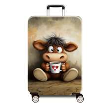 1 pieza Funda protectora para maleta reforzada con estampado de patrón de vaca lindo, accesorio ideal para viajes de negocios, vacaciones, viajes, facturación de equipaje, vuelta al colegio, para dar color a tu maleta. Adecuado para maletas de 20 a 28 pulgadas. Esenciales de viaje, accesorios de viaje, vacaciones, verano, bolsa para el colegio, accesorios escolares, artículos escolares