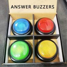 1 Set/4 piezas Juego de zumbador de mano para niños, colores verde/amarillo/azul/rojo, entrenamiento de reacción rápida, juego de aula, luces intermitentes, regalo de Navidad/Halloween/Acción de Gracias/Cumpleaños