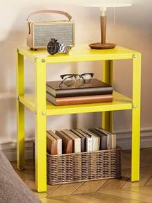 1pc Space-Saving Simple Iron Bedside Shelf, Bedside Table, Nightstand, Assembly Required