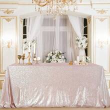 Sequin Tablecloth 48x95 Inches Rectangle/48 Inches Round, Glitter Table Cover Sparkly Classy Elegant Tablecloth For Christmas, Halloween, Weddings, Birthday Parties, Valentine's Day, Candy Buffets, Exhibitions, Graduation Ceremonies, Table Decorations