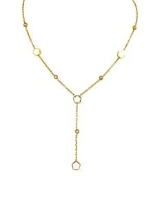 TONSI 1 peça, pingente elegante, exclusivo, luxuoso, vintage, ocidental, minimalista, sofisticado, banhado a ouro 18K, aço inoxidável, zircônia cúbica e madrepérola, colar com pingente de trevo de quatro folhas, adequado para verão, férias, viagens, trabalho, uso diário, festa, joias femininas